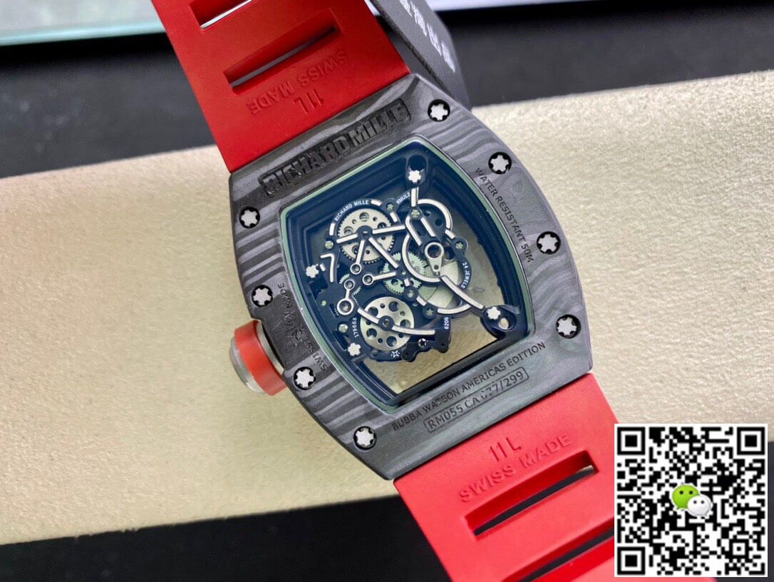 Richard Mille RM055 KV Factory V2 Carbon Fiber Red Strap