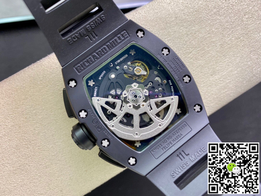 Richard Mille RM011 KV Factory Ceramic Black Rubber Strap