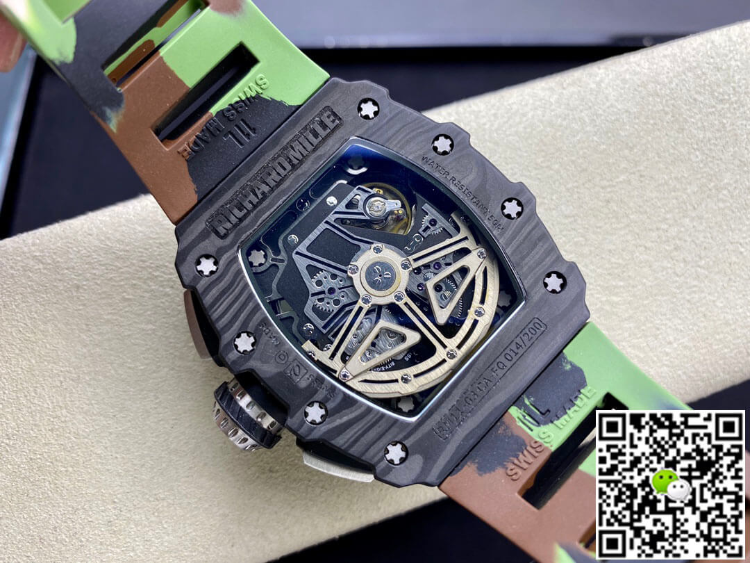 Richard Mille RM-011 KV Factory V2  Carbon Fiber Camo Rubber Strap