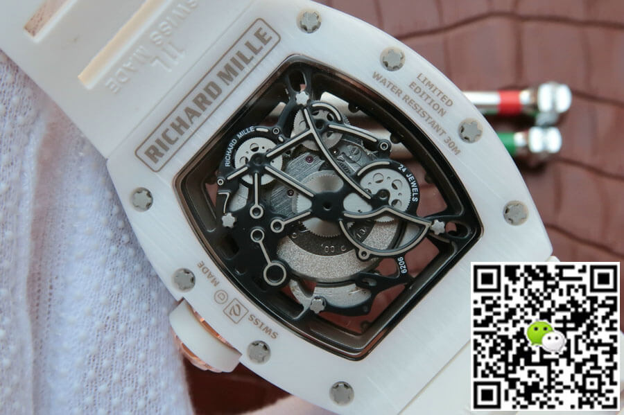 Richard Mille RM055 KV Factory White Ceramic Rubber Strap