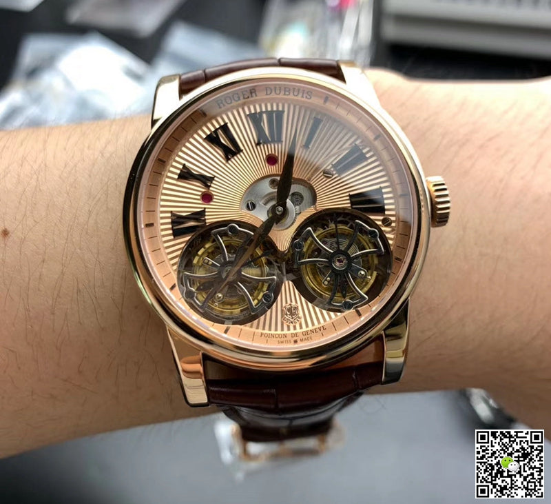 Roger Dubuis Hommage RDDBHO0562 Double Flying tourbillon JB Factory Rose Gold Dial
