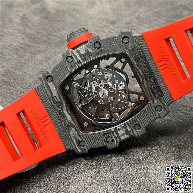 Richard Mille RM35-02 KV Factory Carbon Fiber Red Rubber Strap