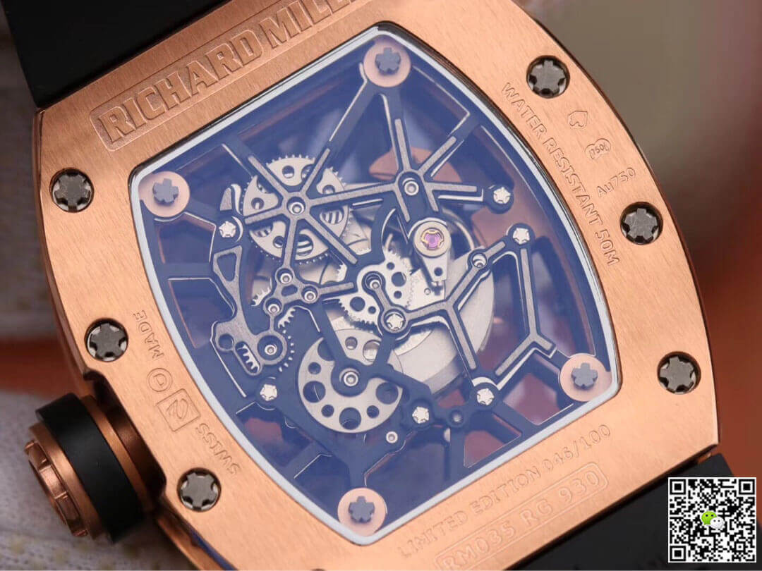 Richard Mille RM035 Americas KV Factory Rose Gold Black Strap