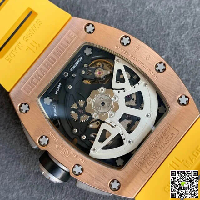 Richard Mille RM011 KV Factory Titanium Yellow Rubber Strap
