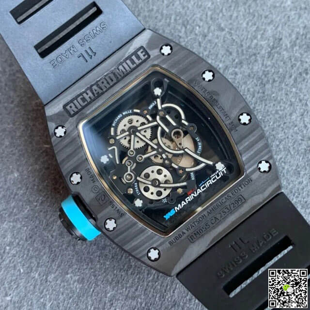 Richard Mille RM055 KV Factory V2 Carbon Fiber Black Rubber Strap