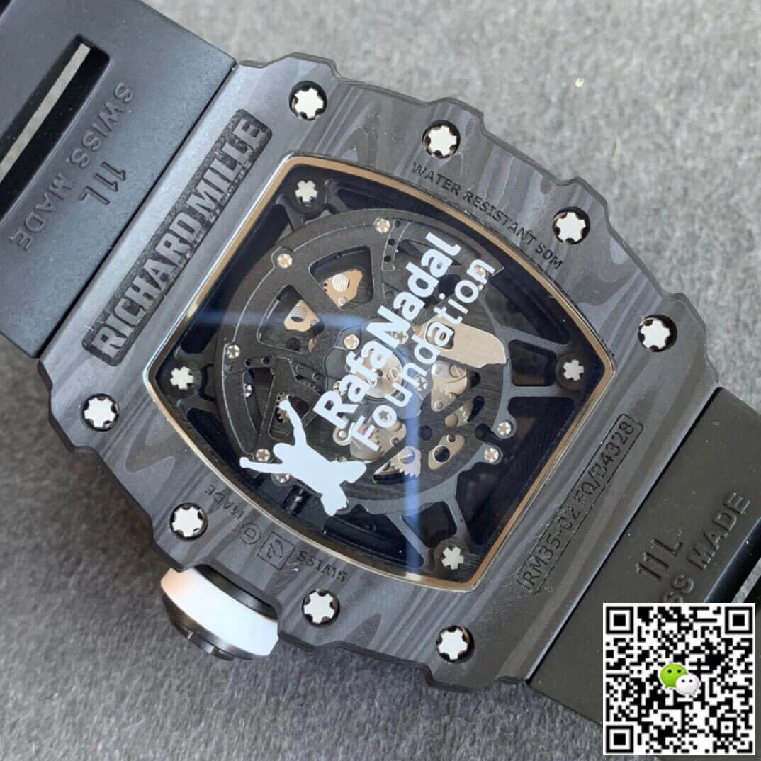 Richard Mille RM035-02 KV Factory Carbon Fiber Black Rubber Strap