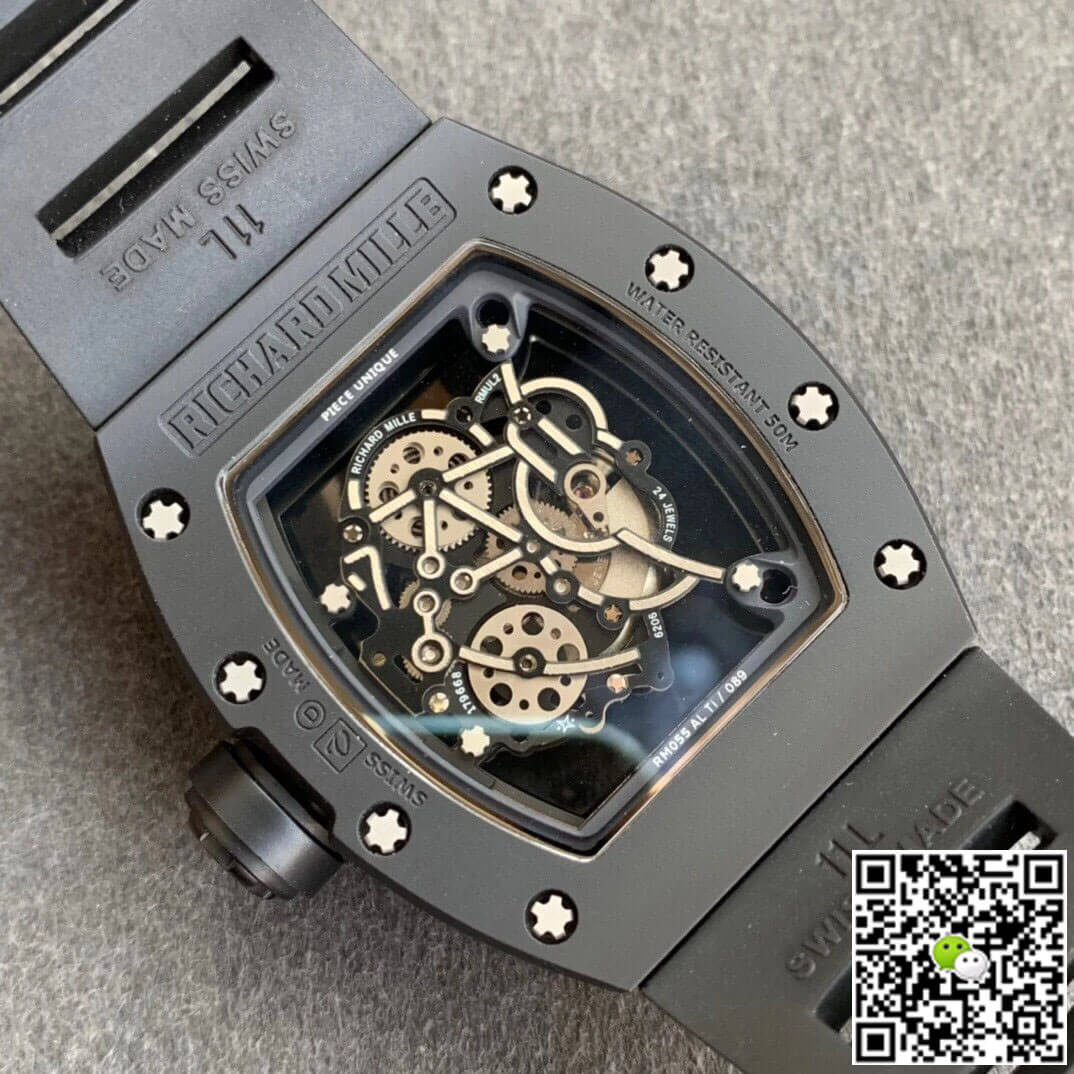 Richard Mille RM055 KV Factory V2 Ceramic Black Rubber Strap