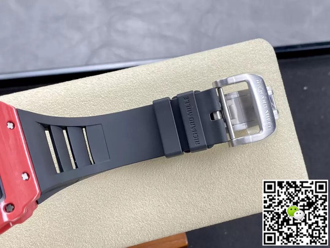 Richard Mille RM35-02 T+ Factory Red Carbon Fiber Case Black Rubber Strap