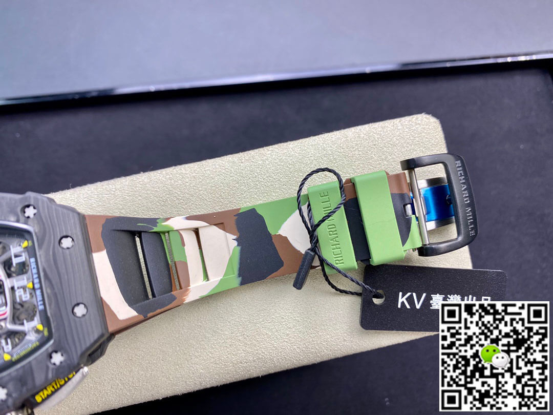 Richard Mille RM-011 KV Factory V2  Carbon Fiber Camo Rubber Strap
