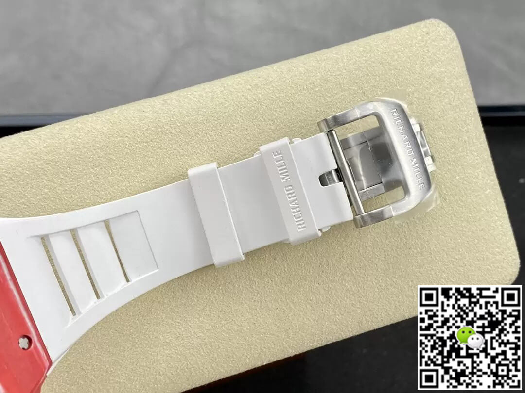 Richard Mille RM35-02 T+ Factory Carbon Fiber Case White Rubber Strap