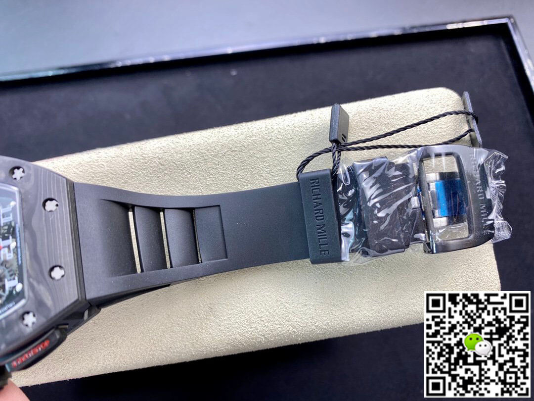 Richard Mille RM011 KV Factory Carbon Fiber Black Rubber Strap