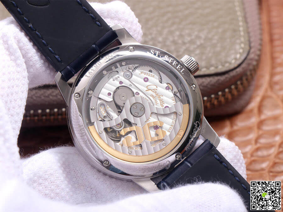 Glashutte Senator Moon Phase 1-36-04 V9 Factory Blue Leather Strap