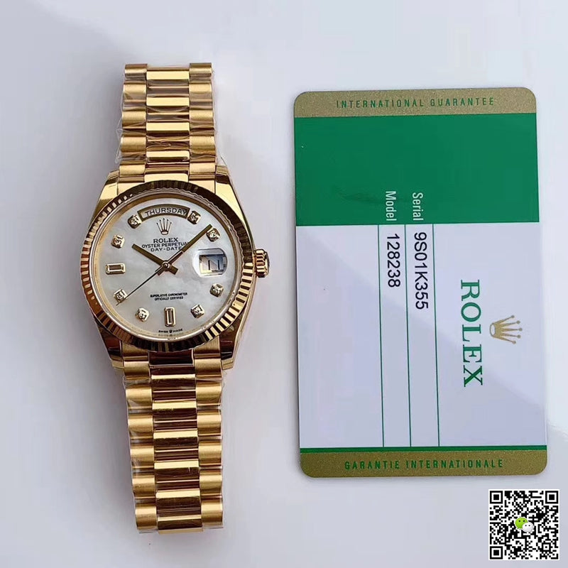 Rolex Day-Date M128238 EW Factory White Dial Diamond Time Scale