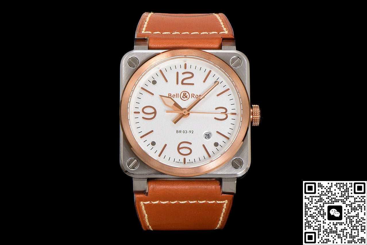 Bell & Ross Instruments BR03A-WH-STPG-SCA BR Factory Red Gold Bezel