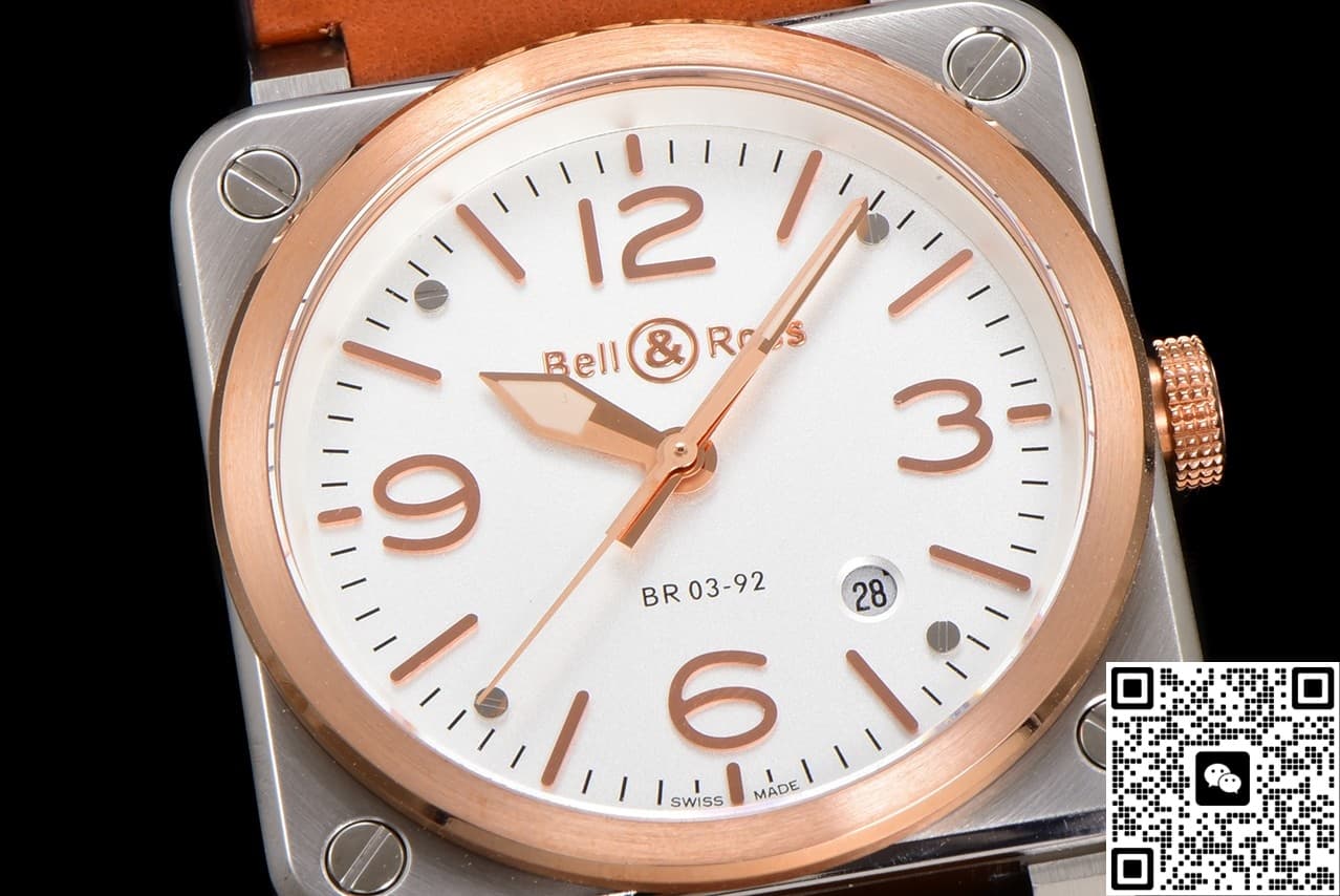 Bell & Ross Instruments BR03A-WH-STPG-SCA BR Factory Red Gold Bezel