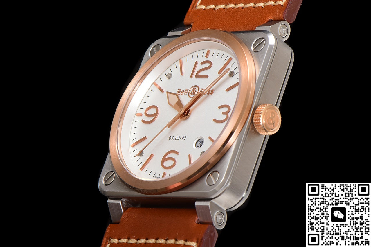 Bell & Ross Instruments BR03A-WH-STPG-SCA BR Factory Red Gold Bezel