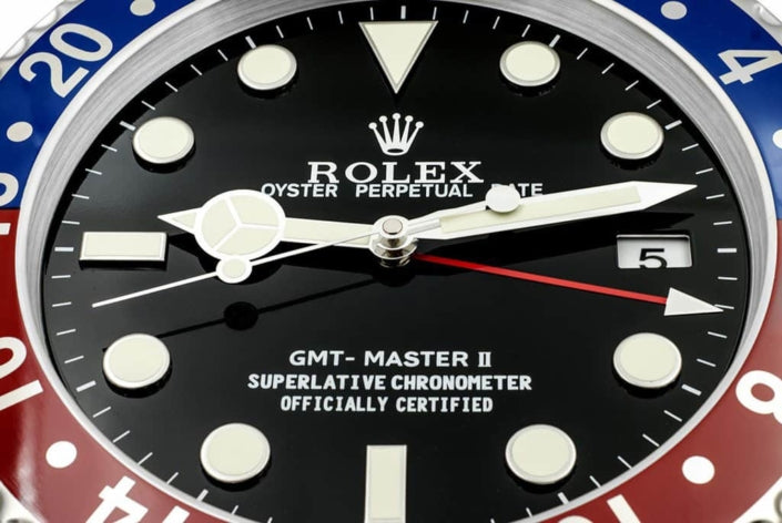 ROLEX GMT MASTER 2 – PEPSI RL11 DELUXE METAL WALL CLOCK 35 CM