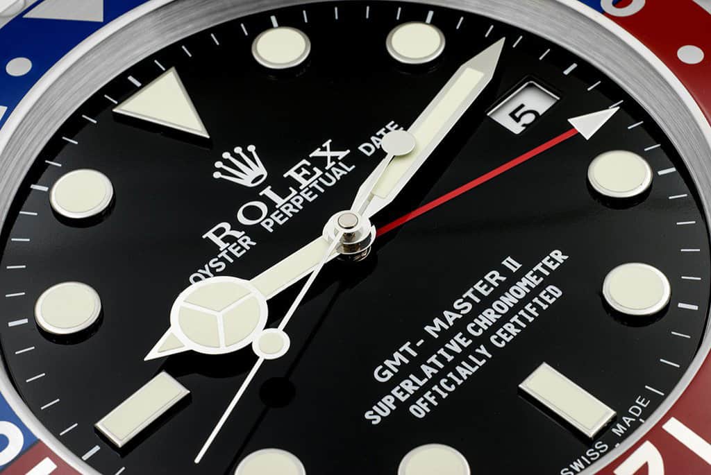 ROLEX GMT MASTER 2 – PEPSI RL11 DELUXE METAL WALL CLOCK 35 CM