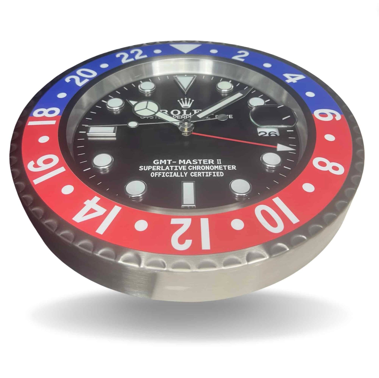 ROLEX GMT MASTER 2 – PEPSI RL11 DELUXE METAL WALL CLOCK 35 CM