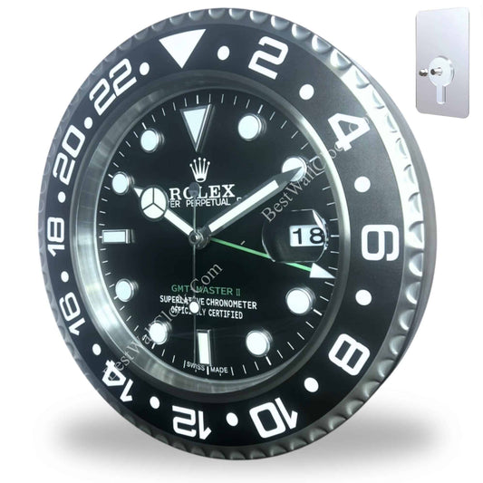 ROLEX GMT MASTER 2 – BLACK DIAL – RL-09 DELUXE METAL WALL CLOCK