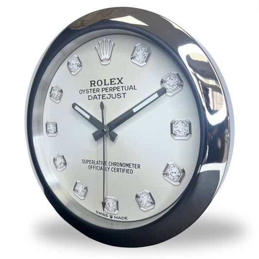 OYSTER PERPETUAL GREY DIAMOND EDITION 35 CM DELUXE METAL WALL CLOCK