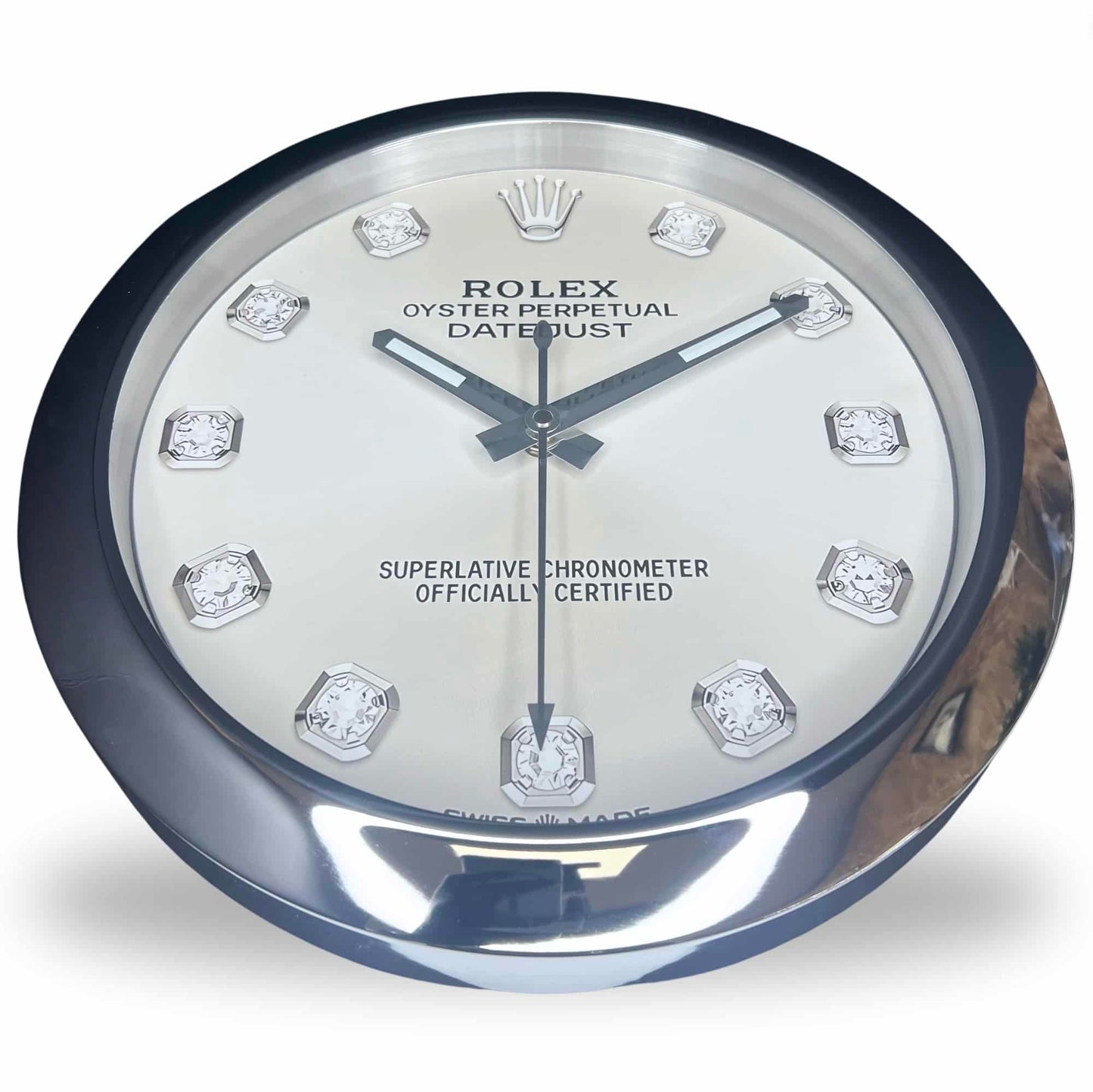 OYSTER PERPETUAL GREY DIAMOND EDITION 35 CM DELUXE METAL WALL CLOCK