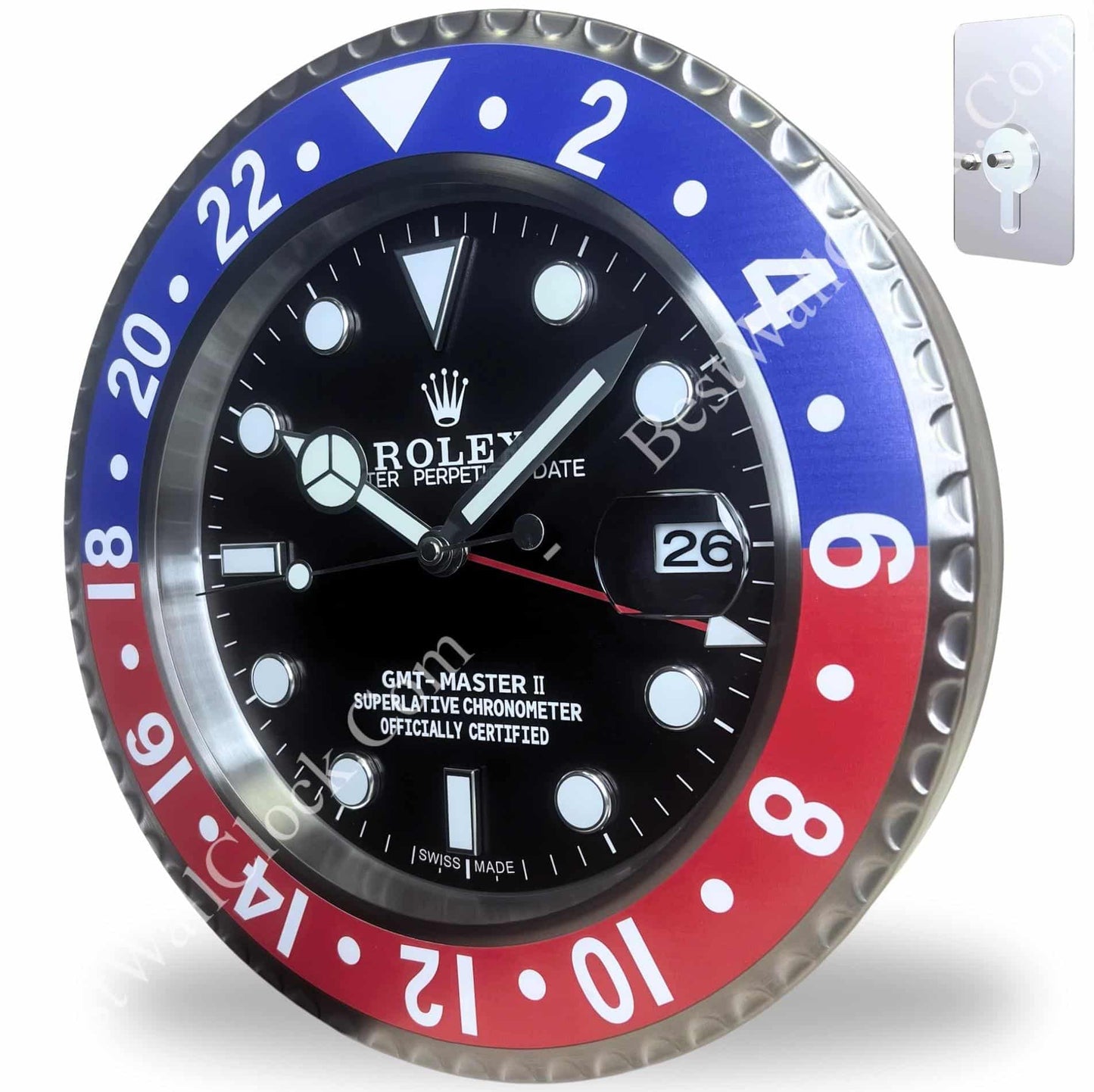 ROLEX GMT MASTER 2 – PEPSI RL11 DELUXE METAL WALL CLOCK 35 CM