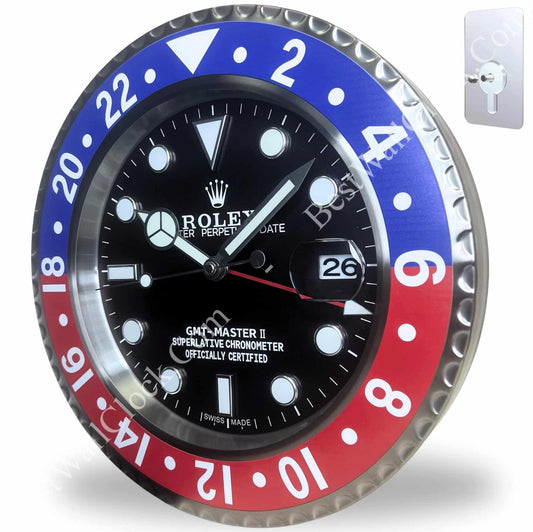 ROLEX GMT MASTER 2 – PEPSI RL11 DELUXE METAL WALL CLOCK 35 CM