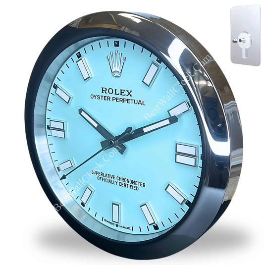 OYSTER PERPETUAL – TURQUOISE EDITION 35 CM DELUXE METAL WALL CLOCK