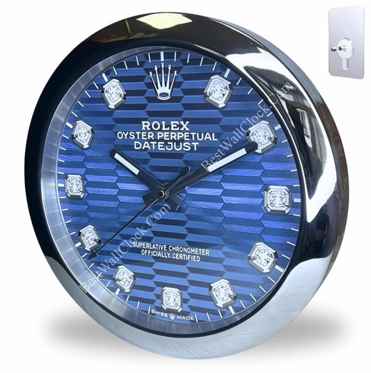 OYSTER PERPETUAL – BLUE DIAMOND EDITION 35 CM DELUXE METAL WALL CLOCK