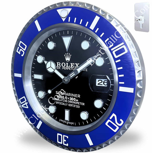SUBMARINER BLUE/BLACK EDITION 35 CM DELUXE METAL WALL CLOCK