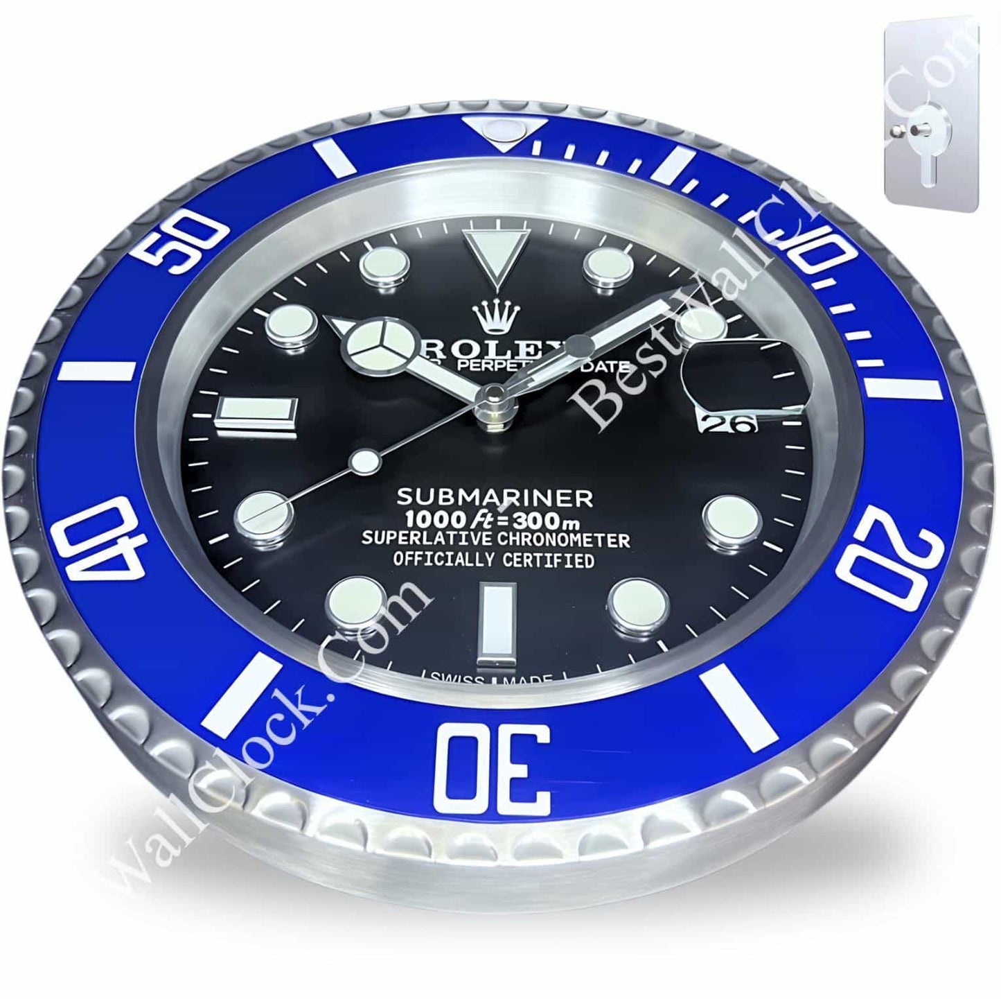 SUBMARINER BLUE/BLACK EDITION 35 CM DELUXE METAL WALL CLOCK