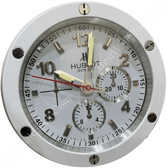 HUBLOT WHITE WALL CLOCK EDITION 35 CM DELUXE METAL WALL CLOCK