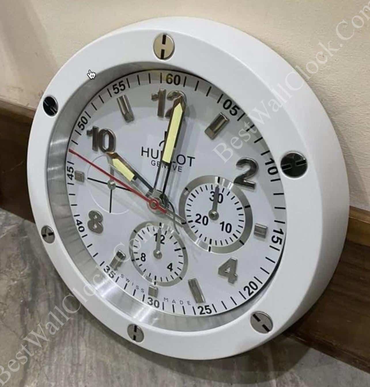 HUBLOT WHITE WALL CLOCK EDITION 35 CM DELUXE METAL WALL CLOCK