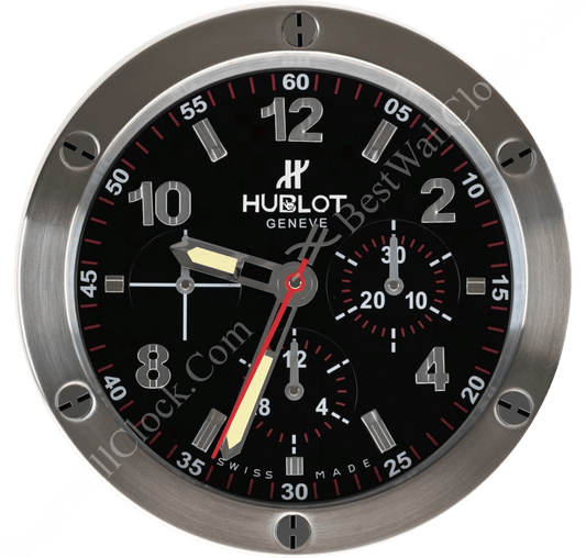<STRONG>HUBLOT BLACK/SILVER DELUXE METAL WALL CLOCK 35 CM</STRONG>