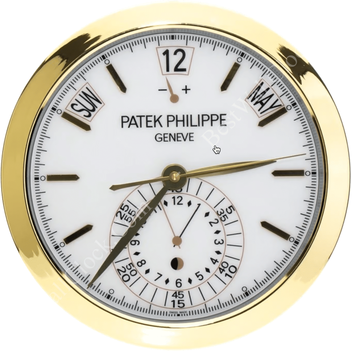 PATEK PHILIPPE GOLD/WHITE XL (16 INCHES/40CM) DELUXE METAL WALL CLOCK (35 CM)