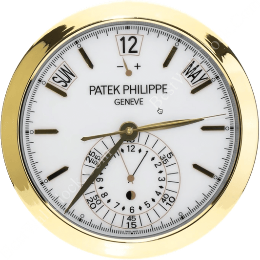 PATEK PHILIPPE GOLD/WHITE XL (16 INCHES/40CM) DELUXE METAL WALL CLOCK (35 CM)