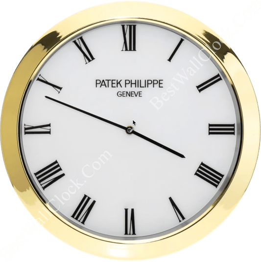 PATEK PHILIPPE GOLD AND WHITE XL EDITION DELUXE METAL WALL CLOCK (35 CM)