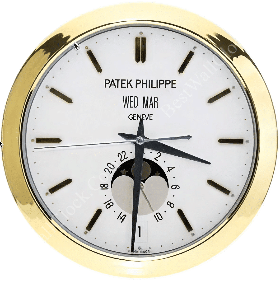 PATEK PHILIPPE – GOLD AND WHITE MOON PHASE XL EDITION DELUXE METAL WALL CLOCK (35CM)