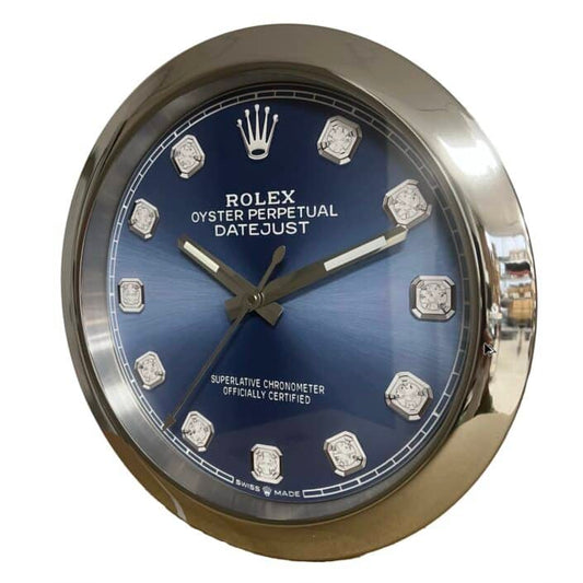 OYSTER PERPETUAL – BLUE DIAMOND EDITION 35 CM DELUXE METAL WALL CLOCK