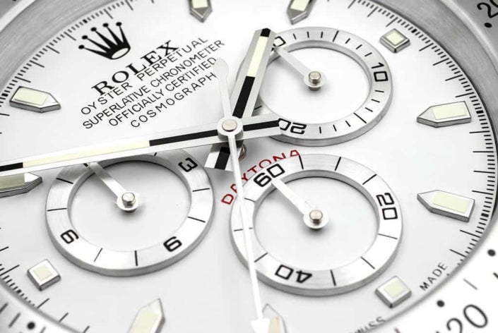 ROLEX DAYTONA WALL CLOCK SILVER WHITE STAINLESS STEEL EDITION - 35CM DELUXE METAL WALL CLOCK