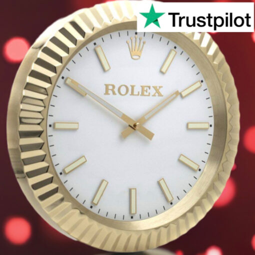 ROLEX WALL CLOCK – WIMBLEDON OYSTER DATEJUST – RL68 – GOLD EDITION – 35 CM METAL TIMEPIECE