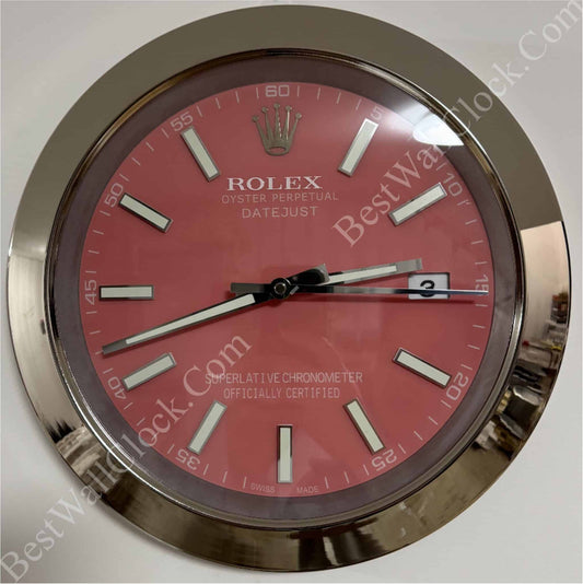 DATEJUST – SILVER – PINK EDITION 35 CM DELUXE METAL WALL CLOCK