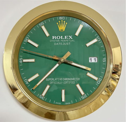 DATEJUST – GOLD – GREEN- 2 EDITION 35 CM DELUXE METAL WALL CLOCK