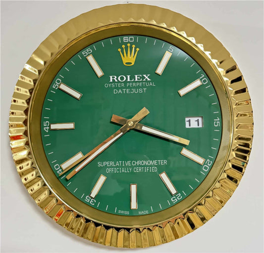 DATEJUST – ROSE GOLD – GREEN- 2 EDITION 35 CM DELUXE METAL WALL CLOCK
