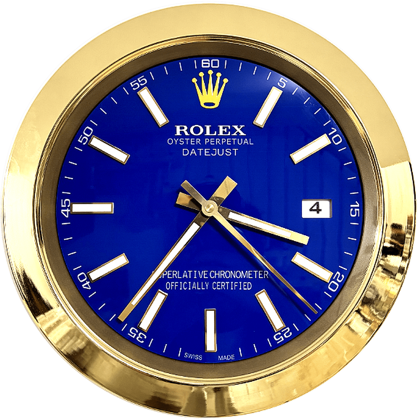 DATEJUST – GOLD – BLUE-2 DELUXE METAL WALL CLOCK 35 CM