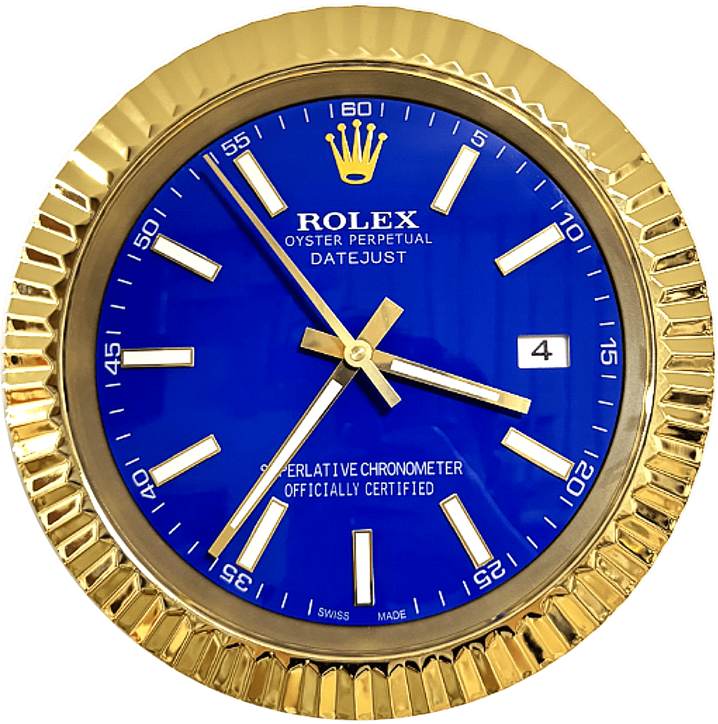 DATEJUST – ROSE GOLD-BLUE-2 DELUXE METAL WALL CLOCK 35 CM