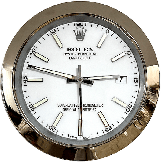 DATEJUST – SILVER – WHITE – 2 DELUXE METAL WALL CLOCK 35 CM