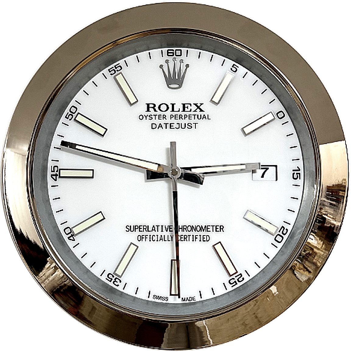 DATEJUST – SILVER – WHITE – 2 DELUXE METAL WALL CLOCK 35 CM