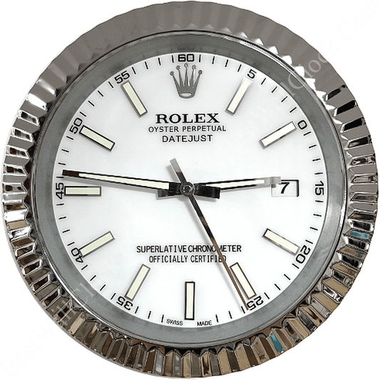 DATEJUST – ROSE SILVER – WHITE – 2 EDITION 35 CM DELUXE METAL WALL CLOCK